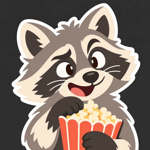 Ratoon, la mascotte de MEGASTREAMING, avec son popcorn